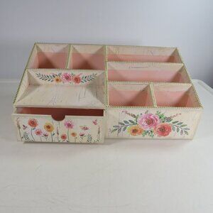 Stationary Organizer Floral with drawer and gold accents